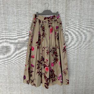 Dries Van Noten cotton pleated floral skirt